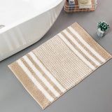 Pebble-Knit Striped Chenille Bath Mat