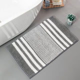Pebble-Knit Striped Chenille Bath Mat