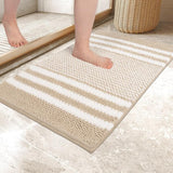 Pebble-Knit Striped Chenille Bath Mat