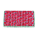 Graceful Red Floral Linen Cabinet Window Curtain