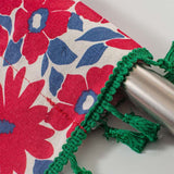 Graceful Red Floral Linen Cabinet Window Curtain