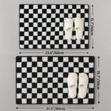 Plush Checkered Grid Bath Mat