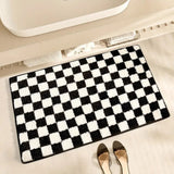Plush Checkered Grid Bath Mat