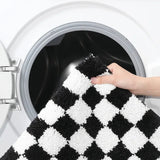 Plush Checkered Grid Bath Mat