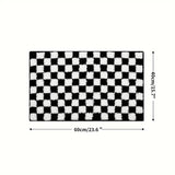 Plush Checkered Grid Bath Mat