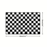 Plush Checkered Grid Bath Mat