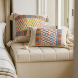 Rainbow Lattice Tassel Cushion Cover