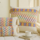 Rainbow Lattice Tassel Cushion Cover