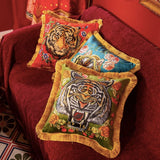Regal Tiger Artistic Velvet Cushion Cover