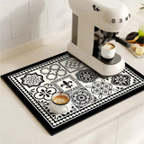 Retro Tile Design Absorbent Coffee Mat