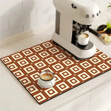 Retro Tile Design Absorbent Coffee Mat