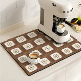 Retro Tile Design Absorbent Coffee Mat