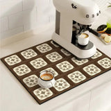 Retro Tile Design Absorbent Coffee Mat