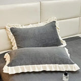 Velvet Ruffle Edge Pastel Pillow Cover