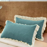 Velvet Ruffle Edge Pastel Pillow Cover
