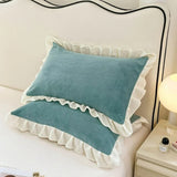 Velvet Ruffle Edge Pastel Pillow Cover