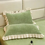 Velvet Ruffle Edge Pastel Pillow Cover