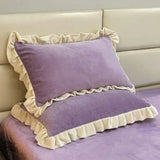 Velvet Ruffle Edge Pastel Pillow Cover
