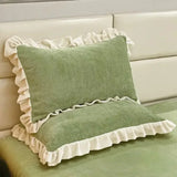 Velvet Ruffle Edge Pastel Pillow Cover