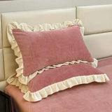 Velvet Ruffle Edge Pastel Pillow Cover