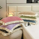 Velvet Ruffle Edge Pastel Pillow Cover