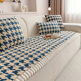 Colourful Plush Houndstooth Sofa Cover and Cushion Cover