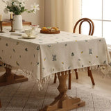 Rustic Bloom Tassel Tablecloth