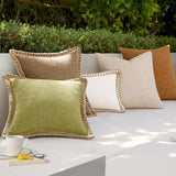 Rustic Linen Trim Decorative Cushion Cover