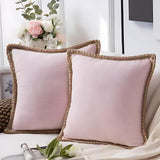 Rustic Linen Trim Decorative Cushion Cover