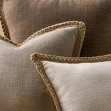 Rustic Linen Trim Decorative Cushion Cover