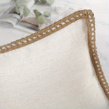 Rustic Linen Trim Decorative Cushion Cover