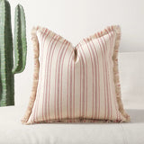 Scandi Stripe Textured Fringe Cushion Cover