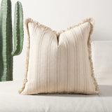Scandi Stripe Textured Fringe Cushion Cover