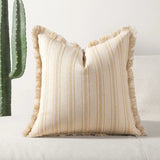 Scandi Stripe Textured Fringe Cushion Cover