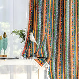 Serina Boho Striped Tassel Curtain for Living Room Window