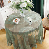 Sheer Lace Round Floral Tablecloth