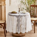 Sheer Lace Round Floral Tablecloth