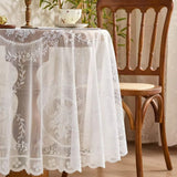 Sheer Lace Round Floral Tablecloth