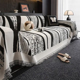 Stone Bohemian Fringe Sofa Cover