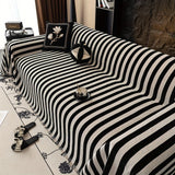 Striped Chenille Black White Sofa Cover
