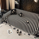 Striped Chenille Black White Sofa Cover