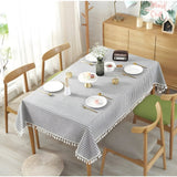 Classic Striped Tassel Table Cloth
