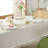Classic Striped Tassel Table Cloth