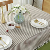 Classic Striped Tassel Table Cloth