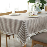 Classic Striped Tassel Table Cloth