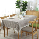 Classic Striped Tassel Table Cloth