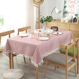Classic Striped Tassel Table Cloth