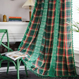 Tartan Crochet Lace Tassel Curtain