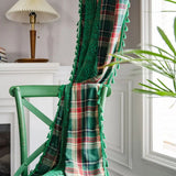 Tartan Crochet Lace Tassel Curtain