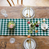 Tasseled Diamond Checkered Table Runner